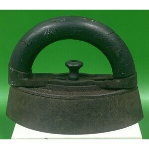A.C. Williams Antique Sad Iron/Flat Iron Removable Wood Handle Primitive Iron
